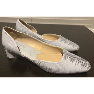 Franco Sarto Connie Womens Sz 8.5 Shoes Blue/Black Faux Snake Print Dorsay Heel